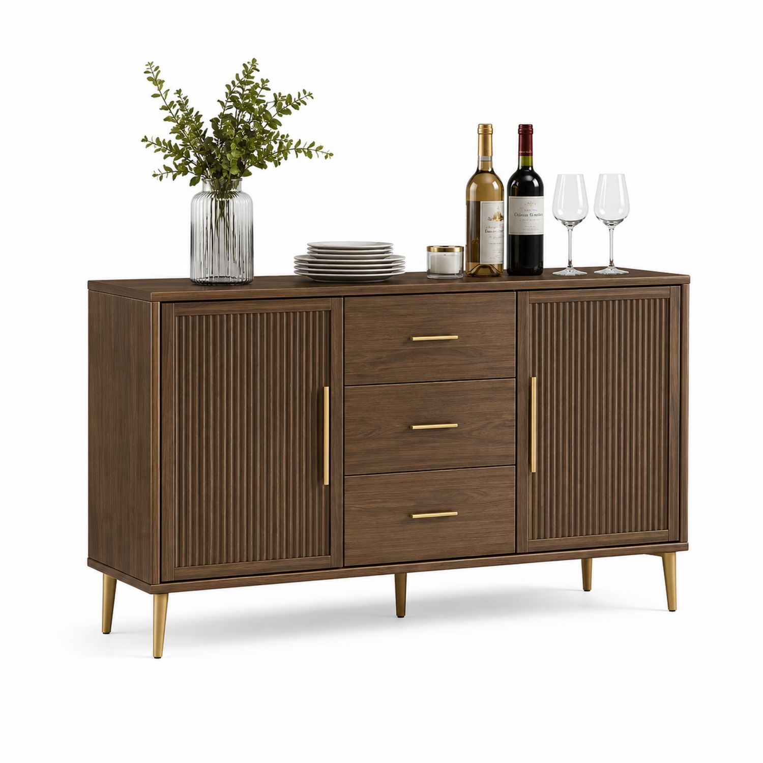 Credenza in legno massello con ante e cassetti