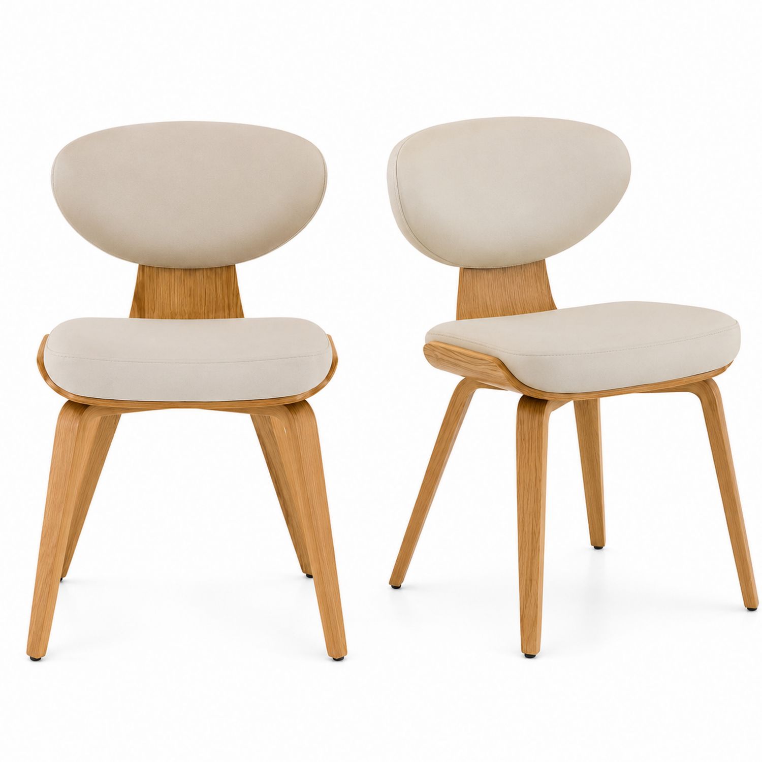 Set Sedie da Pranzo in Legno e Tessuto Beige