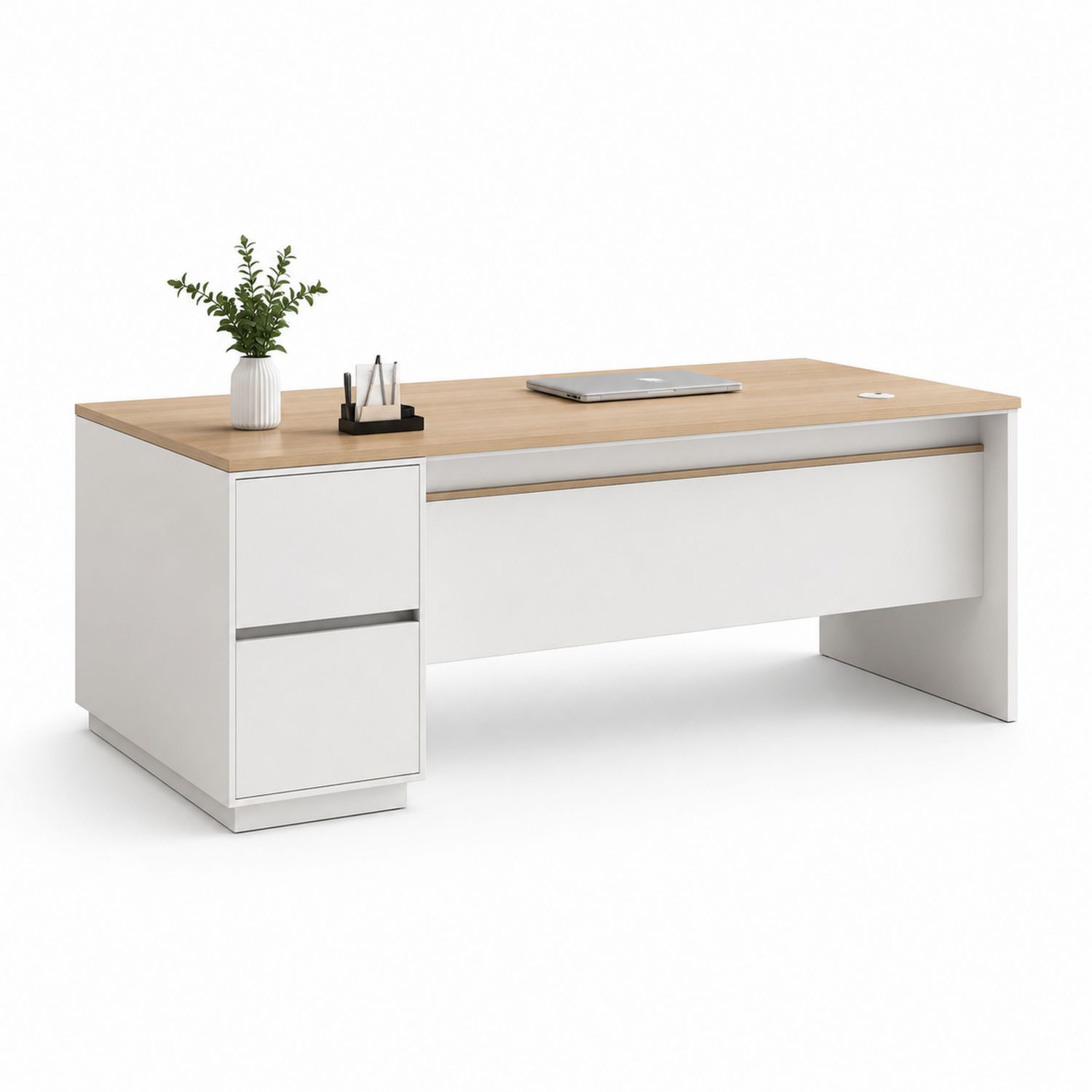 Scrivania in Legno e MDF Bianco con Cassetti 160x80x75 cm