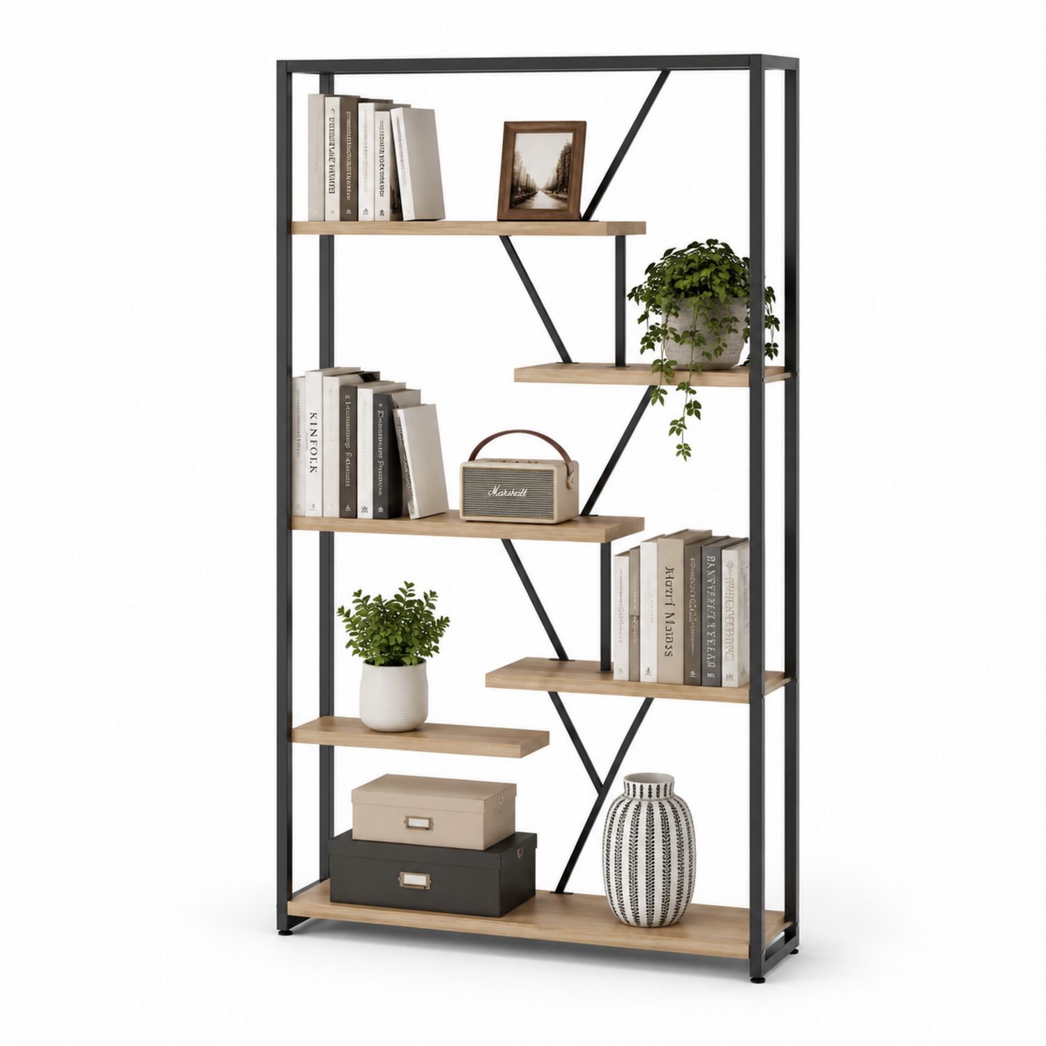 Libreria in Metallo e Legno MDF 180x120x35 cm
