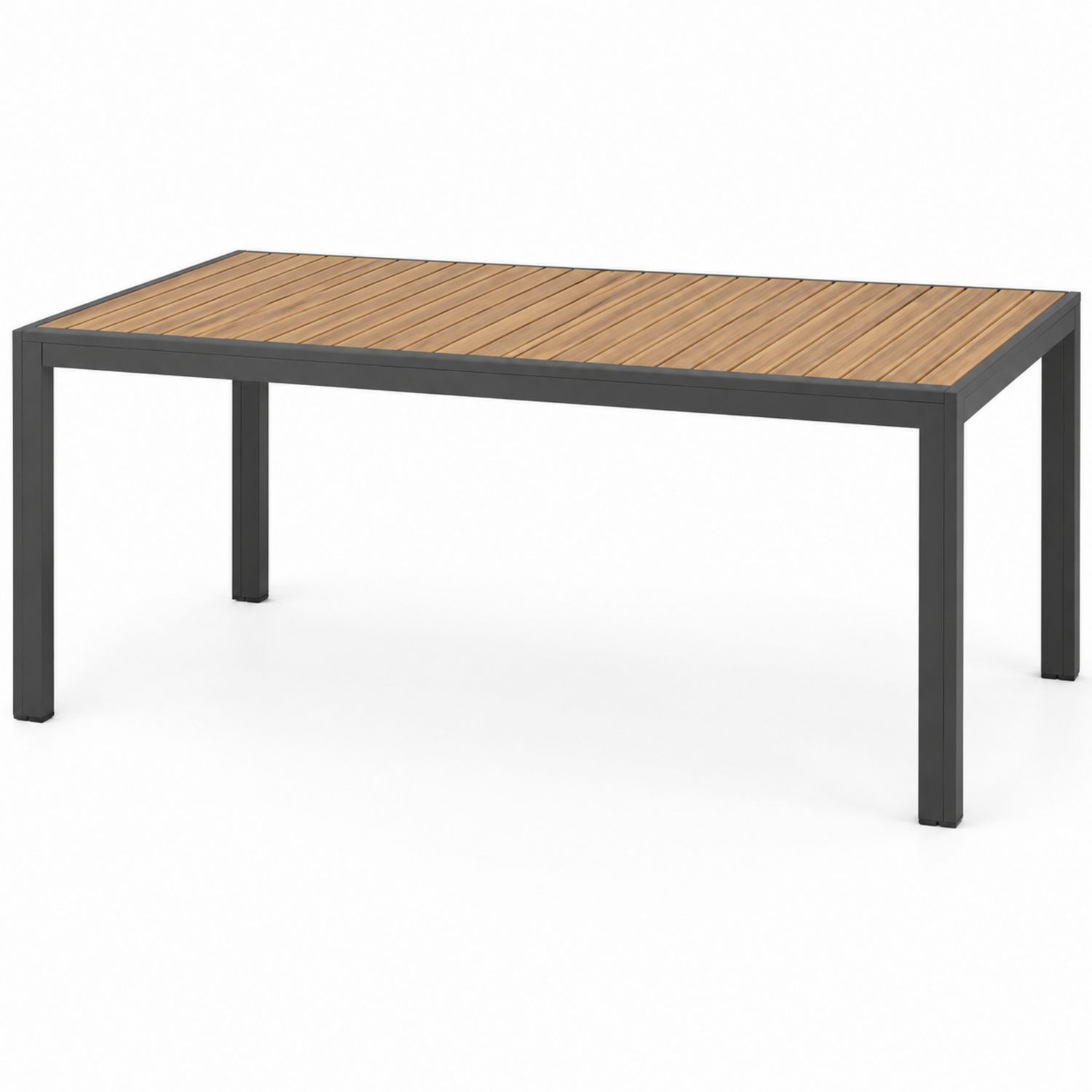 Tavolo da pranzo rettangolare in legno di teak e alluminio verniciato 150x90x75 cm