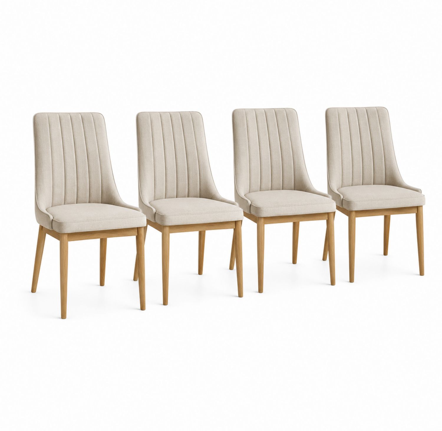 Set di 4 sedie da pranzo in legno e tessuto crema