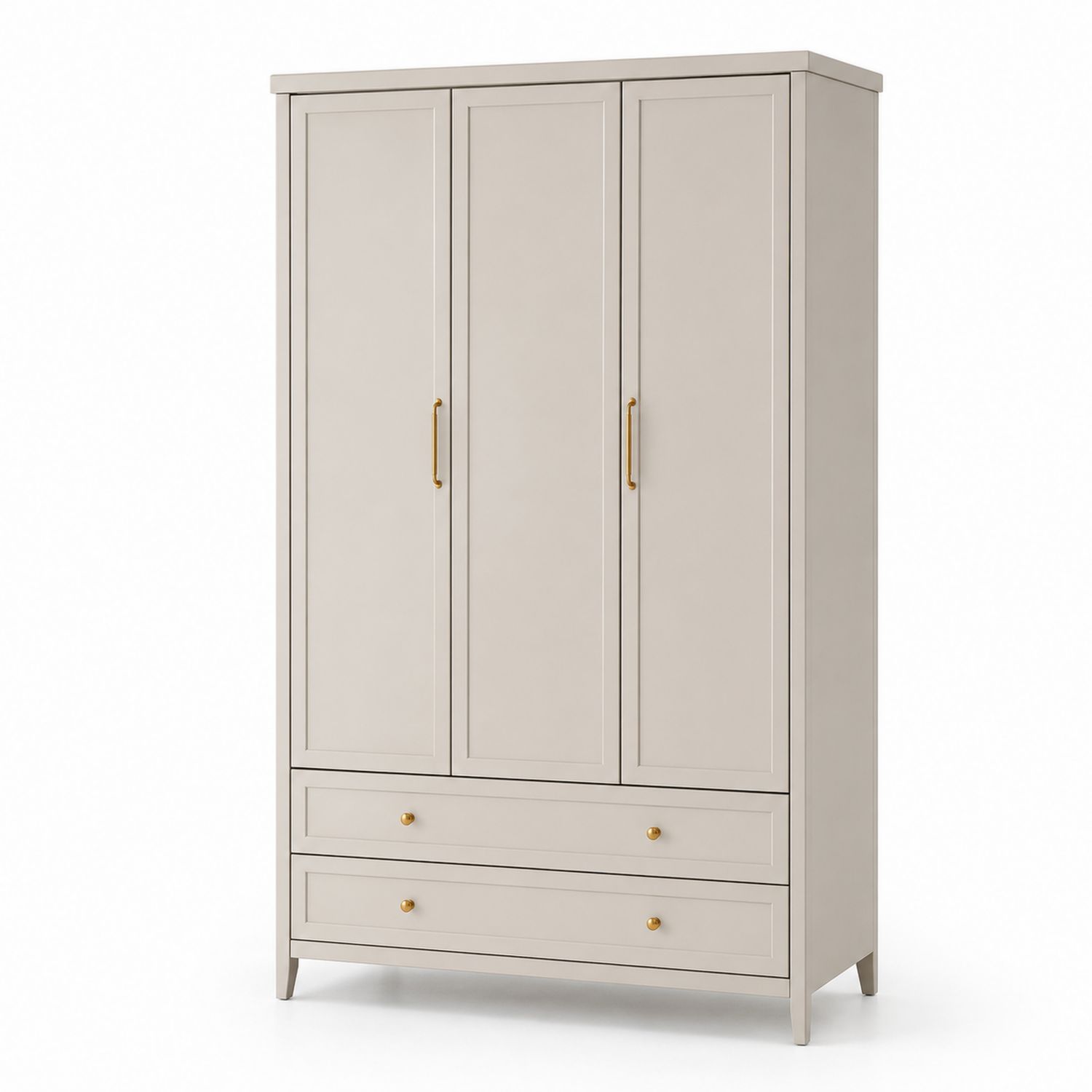 Armadio in legno MDF crema con 3 ante e 2 cassetti