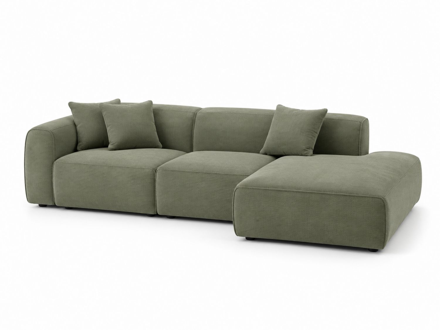 Divano modulare in tessuto con chaise longue