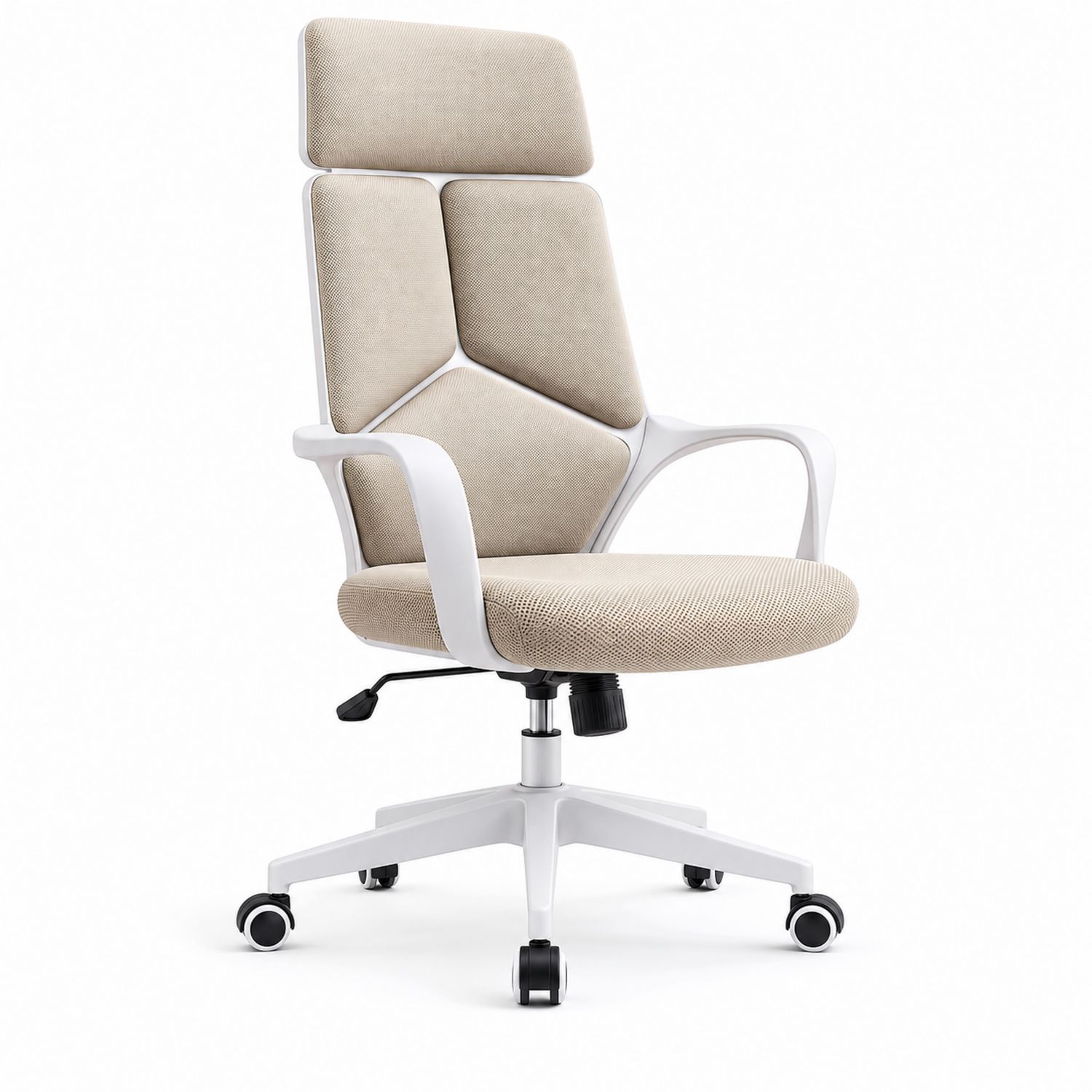 Sedia da Ufficio in Tessuto Beige con Altezza Regolabile
