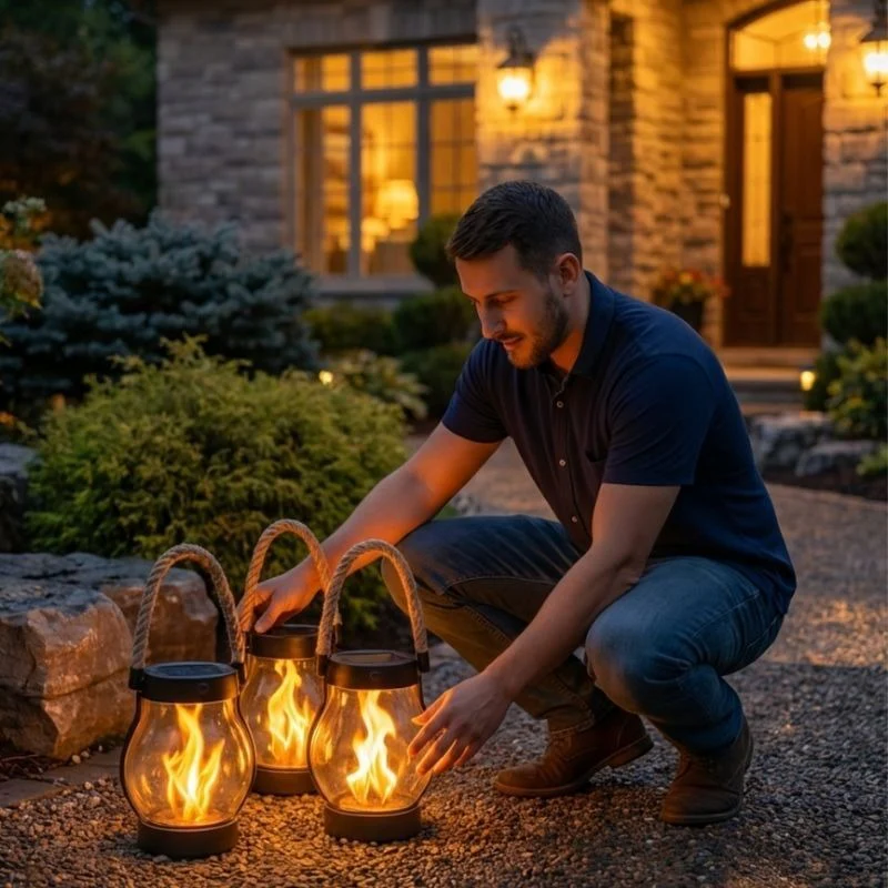✨Last Day Promotion--Dancing flame Solar Lantern Outdoor Lights