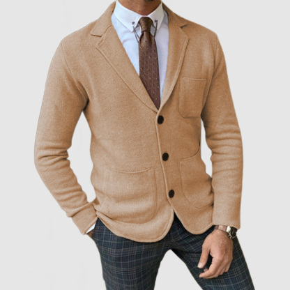 CLEARANCE SALE🔥 Men's Elegant Lapel Long Sleeve Knit Jacket