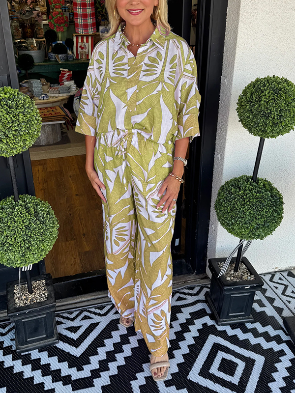 New🔥Women's floral casual loose two-piece suit