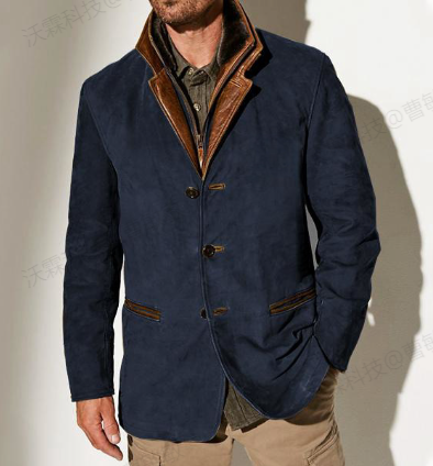Men's Vintage Carlsbad Calfskin Leather Blazer With Merino Shearling Collar