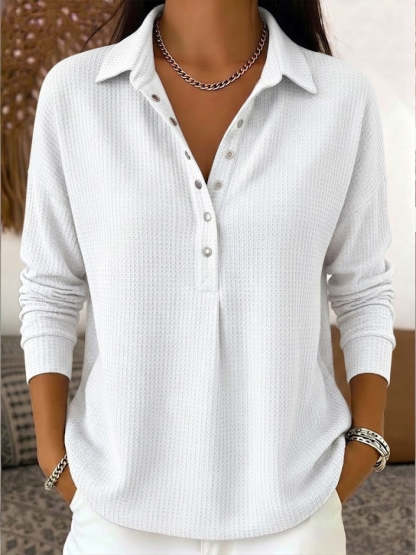 Casual Waffle-knit Cotton Sweatshirt