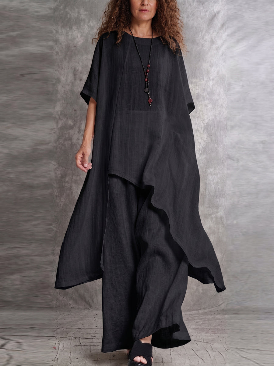 【Buy 2 Free Shipping】Casual Long Top And Pants Two-piece Set