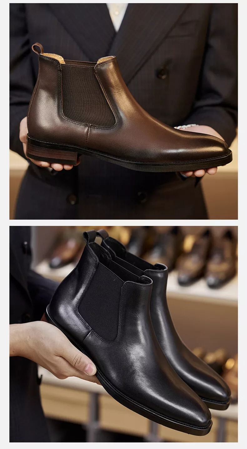 Western British Style Mens Real Leather Chelsea Ankle Boots