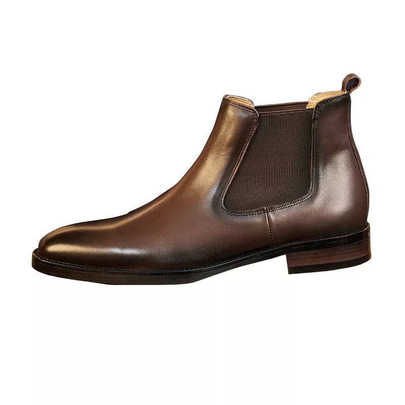 Western British Style Mens Real Leather Chelsea Ankle Boots