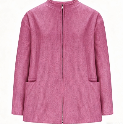 CLEARANCE SALE🔥 Round Neck Zipper Knitted Jacket
