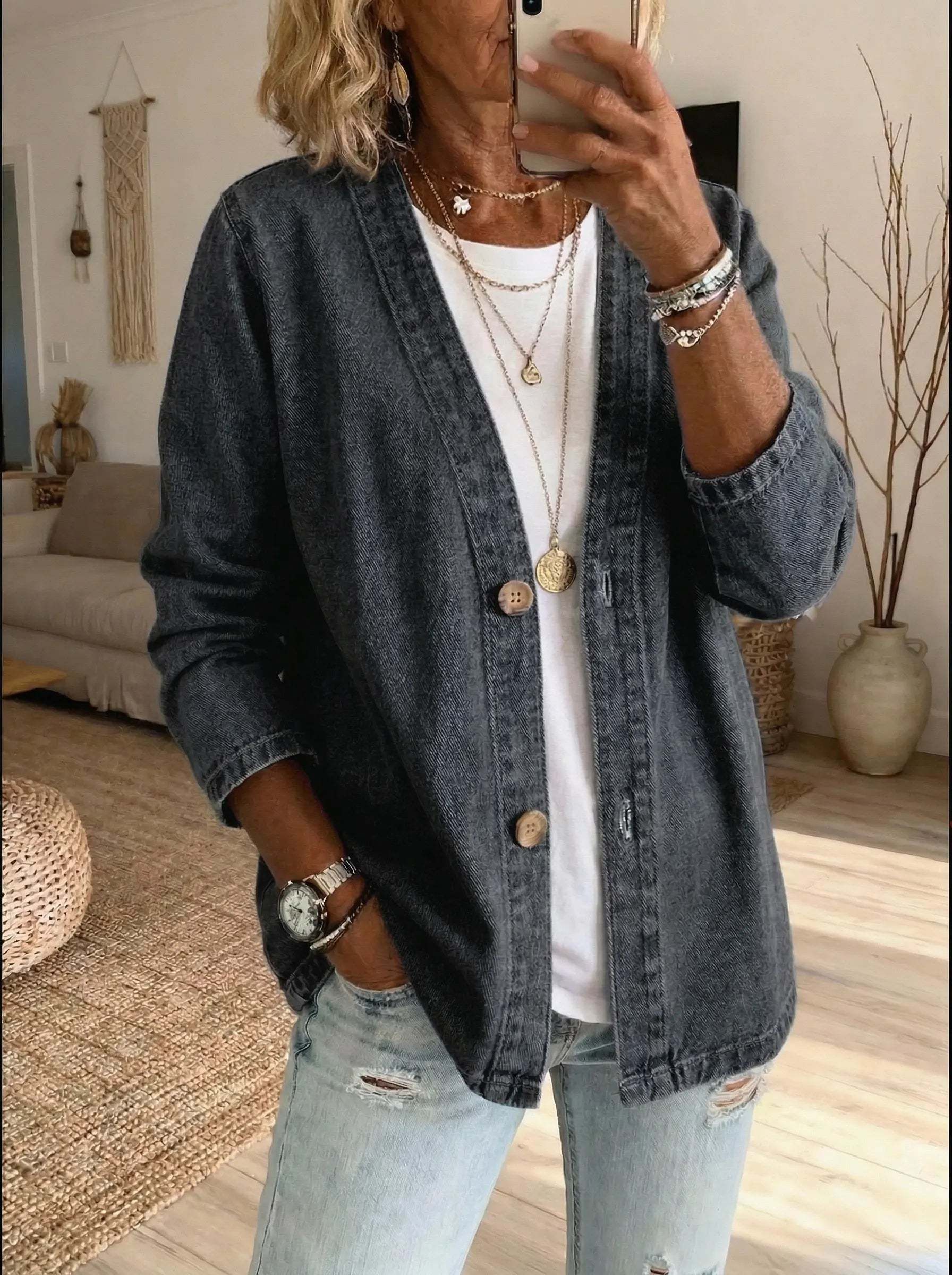 NEW ARRIVAL🔥 50% OFF | Boutique-Style Luxe Cotton Denim Jacket