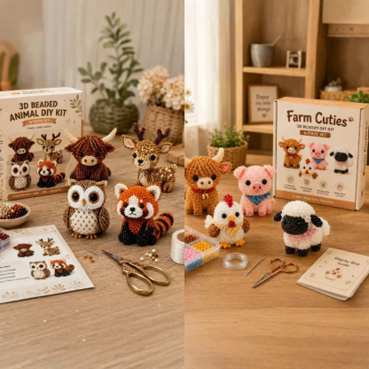 🧵✨ Tiny 3D Beaded Animal DIY Kit
