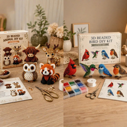 🧵✨ Tiny 3D Beaded Animal DIY Kit