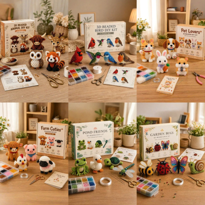 🧵✨ Tiny 3D Beaded Animal DIY Kit