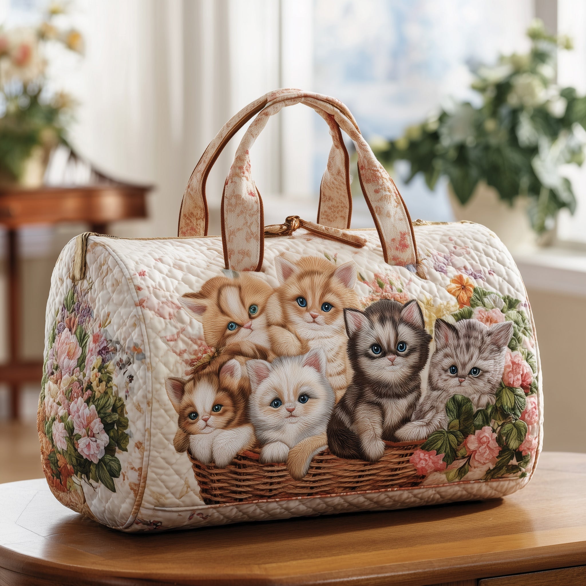 Purrfect Basket Quilted Duffle Bag GFTONL5834