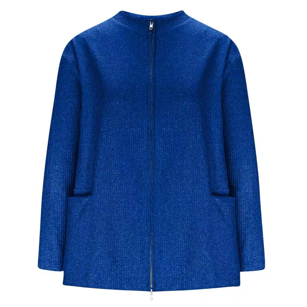 CLEARANCE SALE🔥 Round Neck Zipper Knitted Jacket