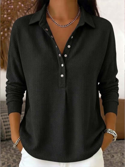 Casual Waffle-knit Cotton Sweatshirt