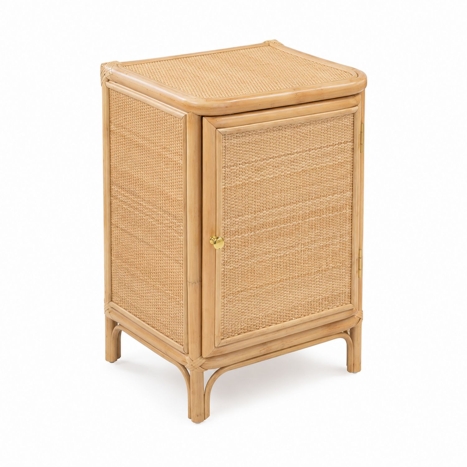 Nachttisch aus Rattan und Holz Beige 55x40x30cm