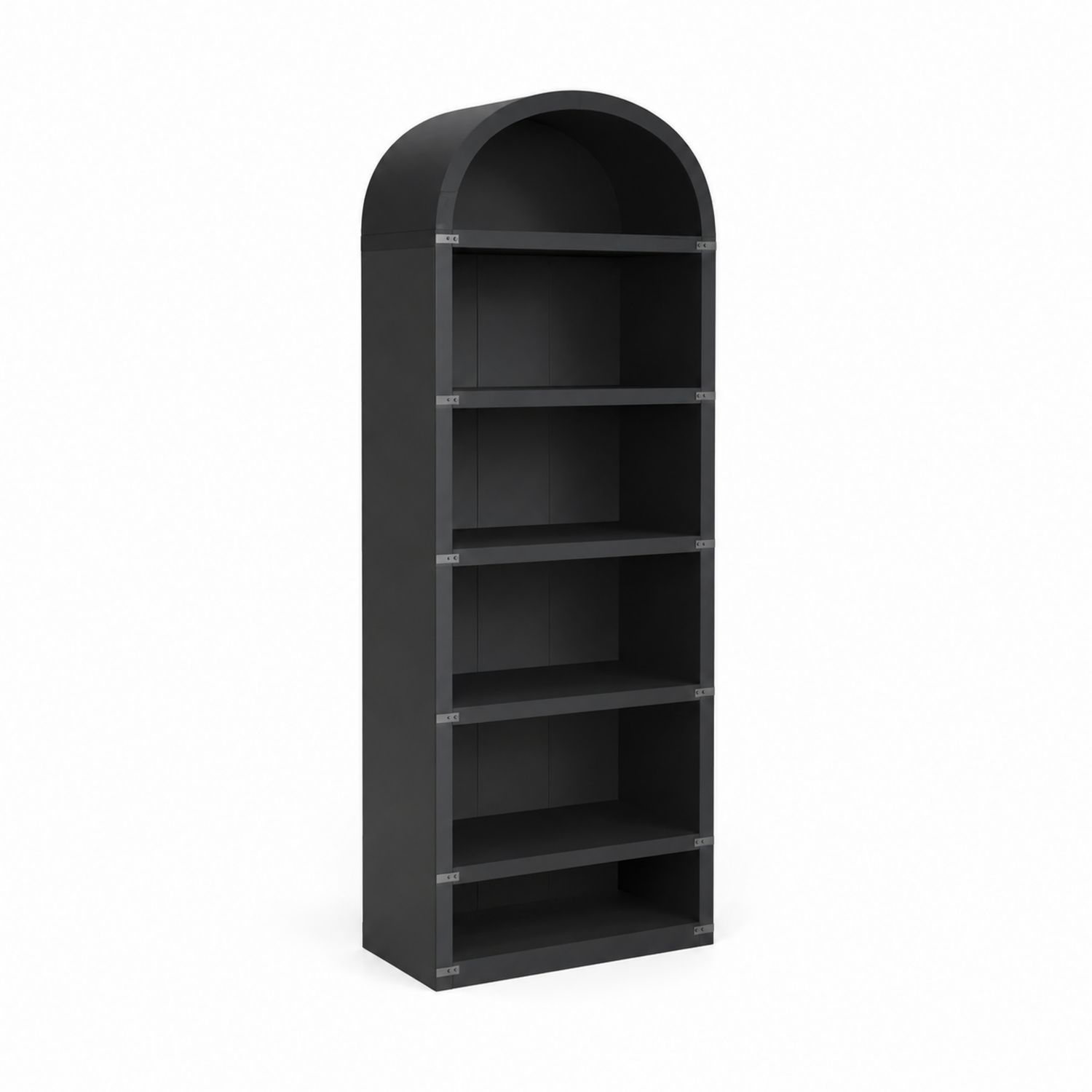 Schwarzes Bücherregal mit gewölbtem Dach aus Holz, 180cm Höhe