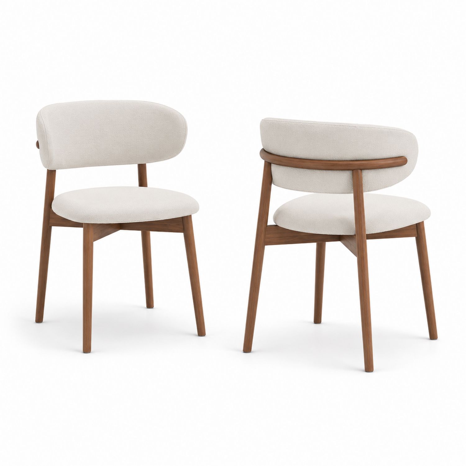 Esszimmerstühle aus Massivholz und Stoff, 2er Set
