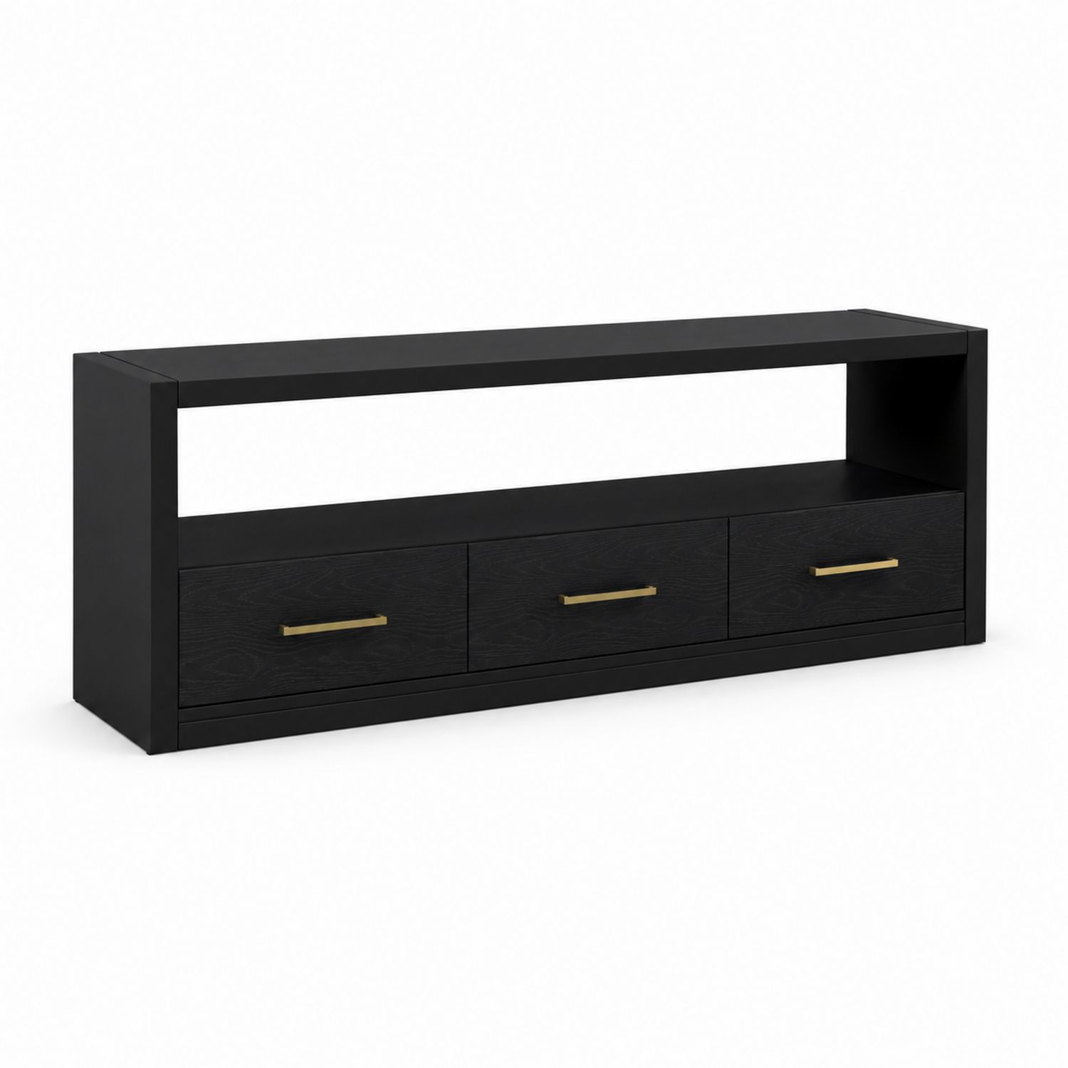 Schwarzer TV-Schrank mit 3 Schubladen Holz 150x40x50cm