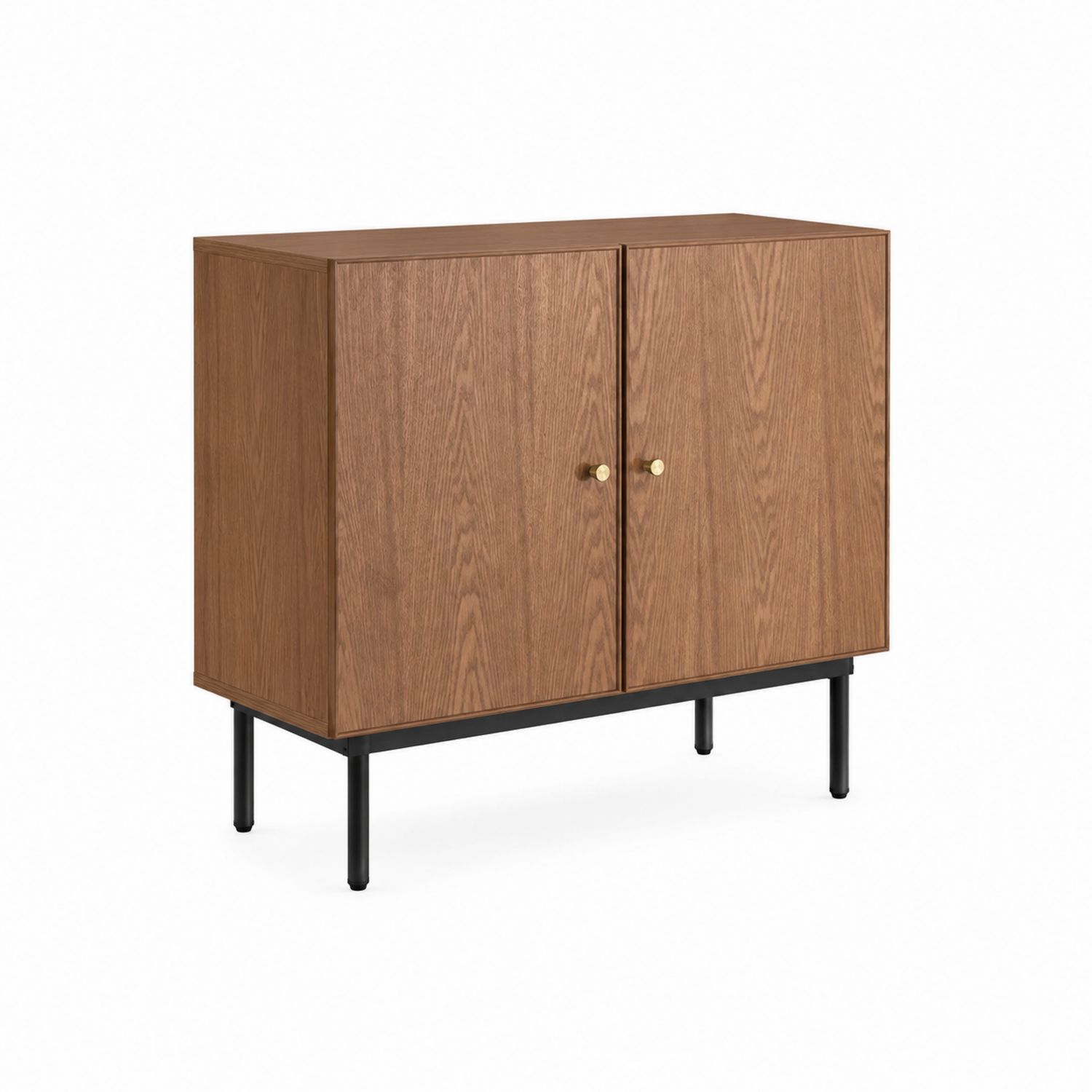 Schrank mit zwei Türen aus Holz und Metallgestell Braun 80x40x90cm