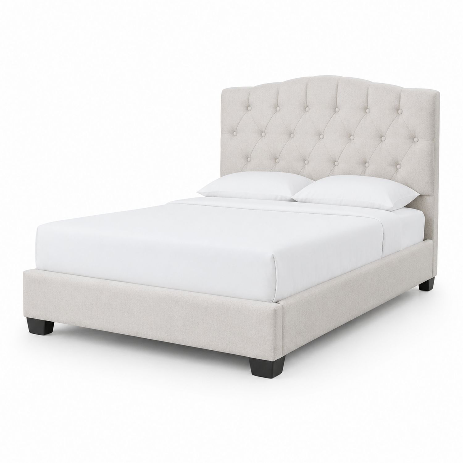 Doppelbett mit Stoffbezug und Kopfteil 200x160cm Beige