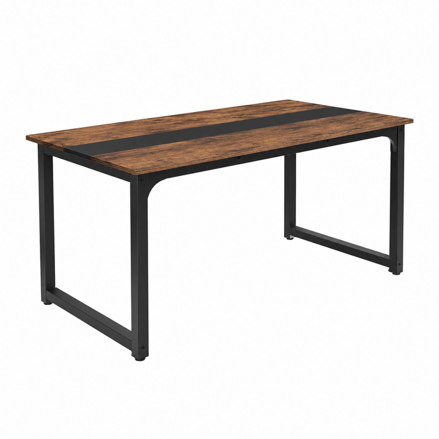 Rechteckiger Schreibtisch aus Holzfaserplatte und Metall, Braun/Schwarz, 140x60x75 cm