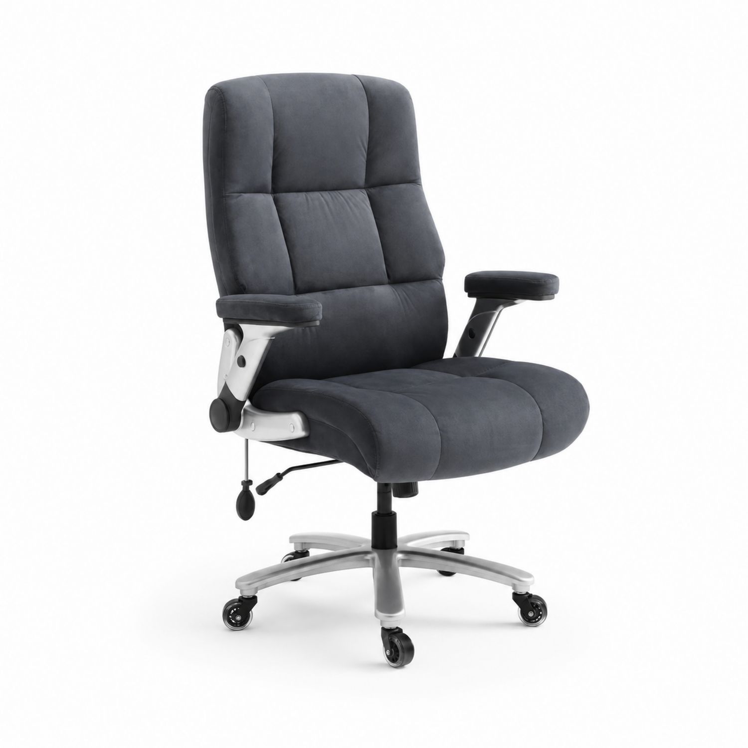 Ergonomischer Bürostuhl mit verstellbaren Armlehnen, Mikrofaserstoff, Anthrazit