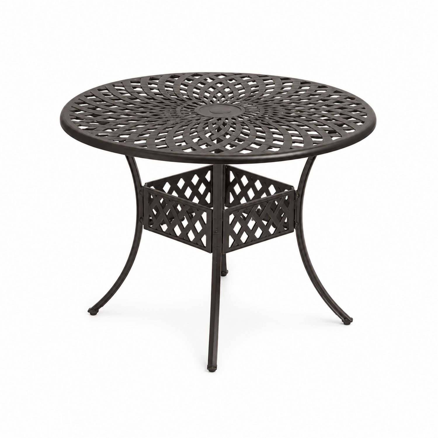 Runder Outdoor-Esstisch aus Metall 100 cm Braun
