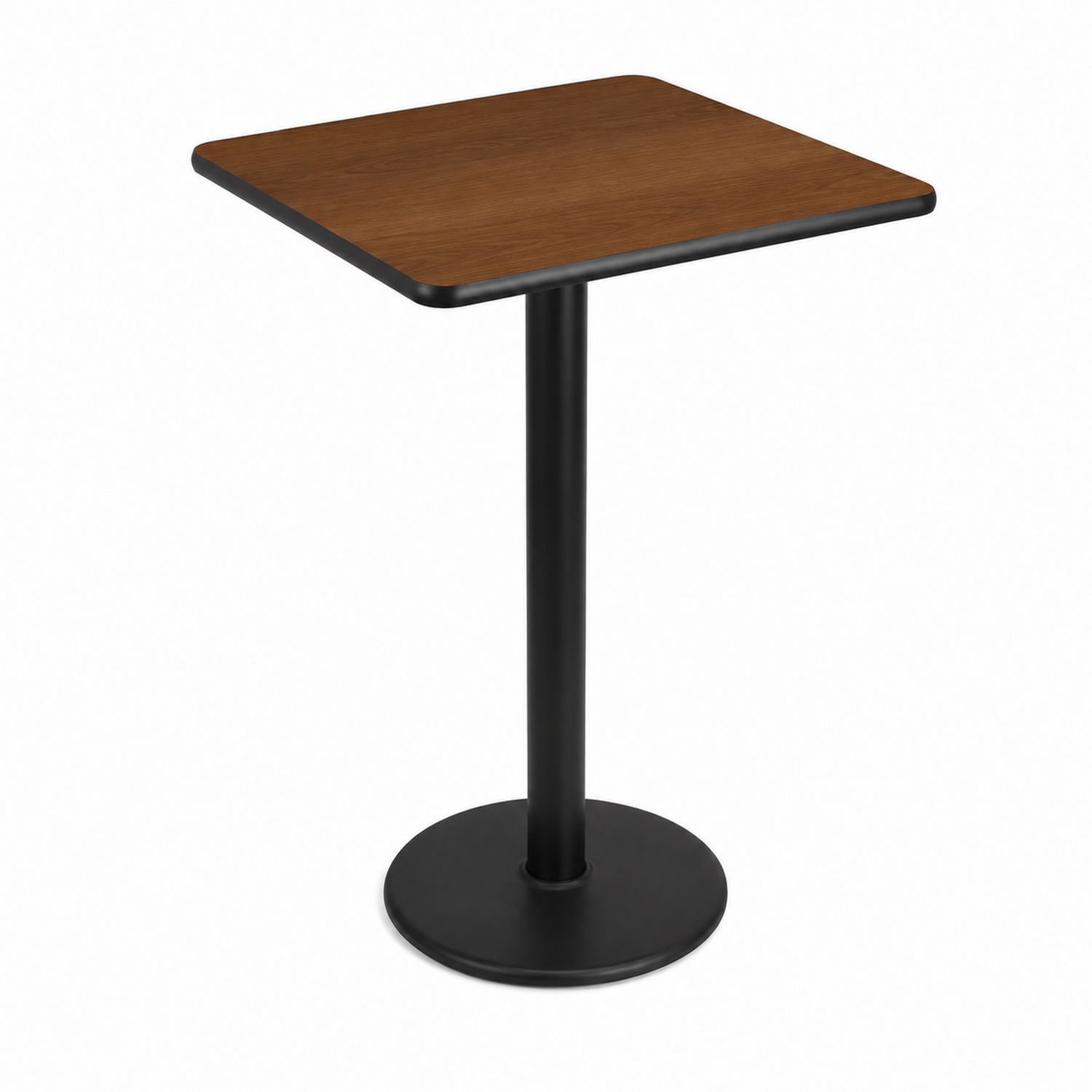 Quadratischer Esstisch Walnussholzoberfläche Metallfuß Braun/Schwarz