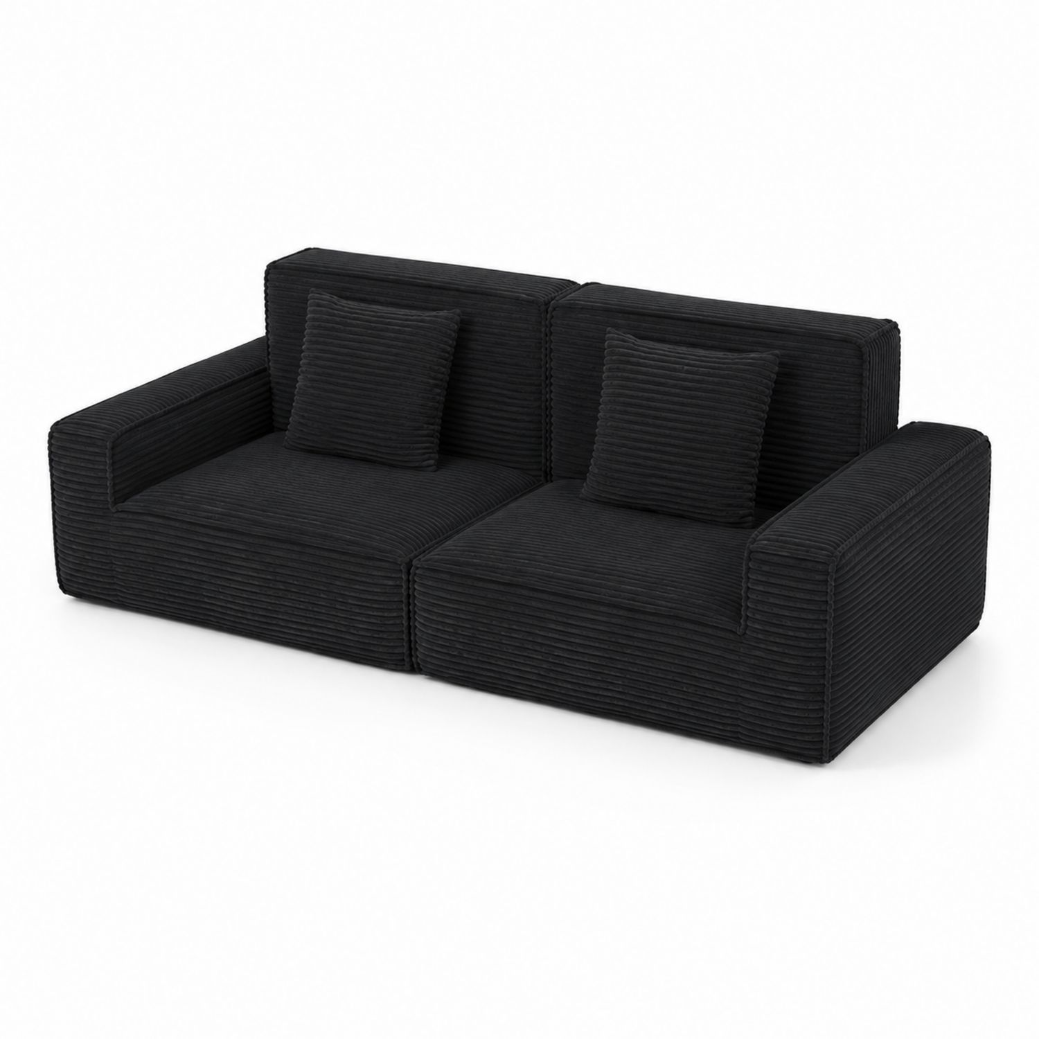 Modulares 2-Sitzer Sofa Cordstoff Schwarz