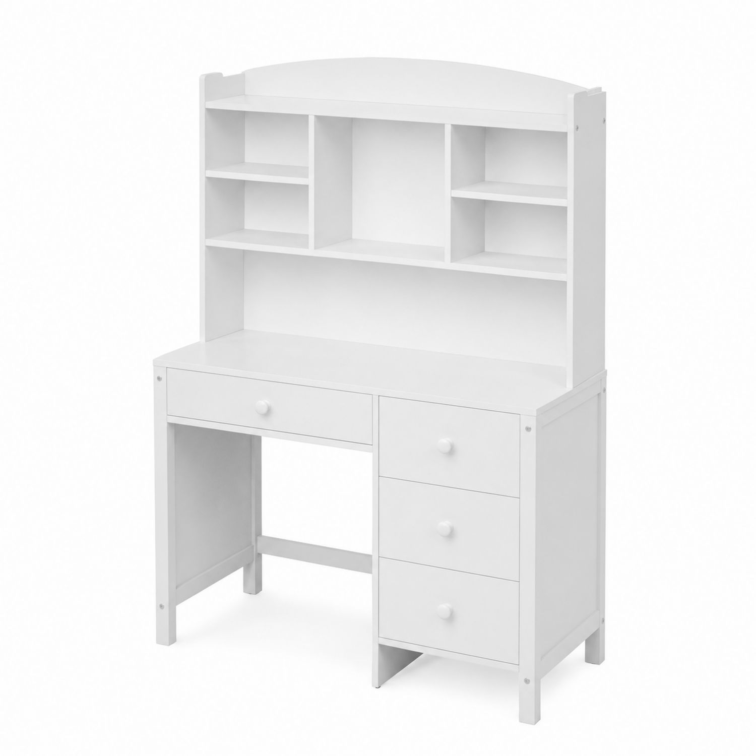 Schreibtisch mit Regalaufsatz und Schubladen aus MDF in Weiß