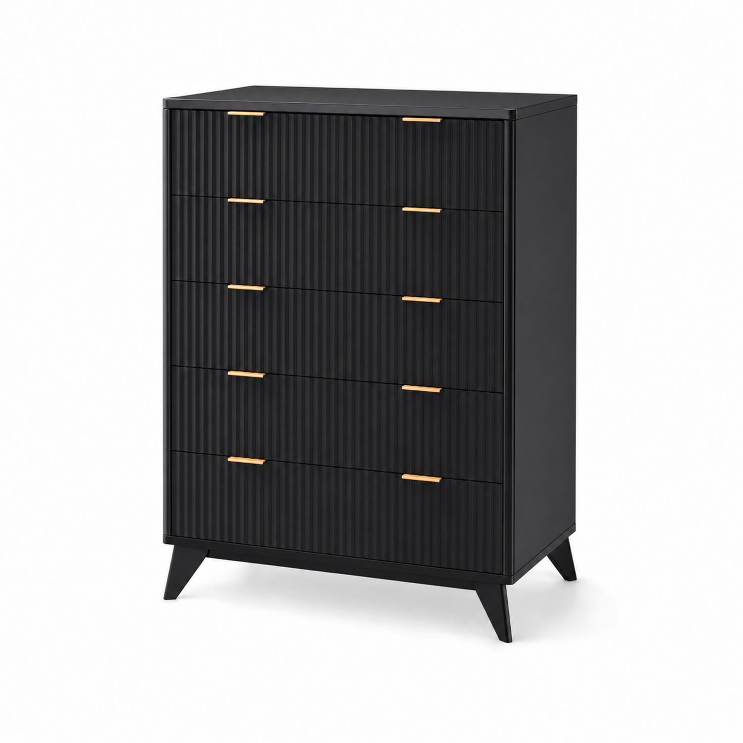 Kommode mit 5 Schubladen Schwarz MDF