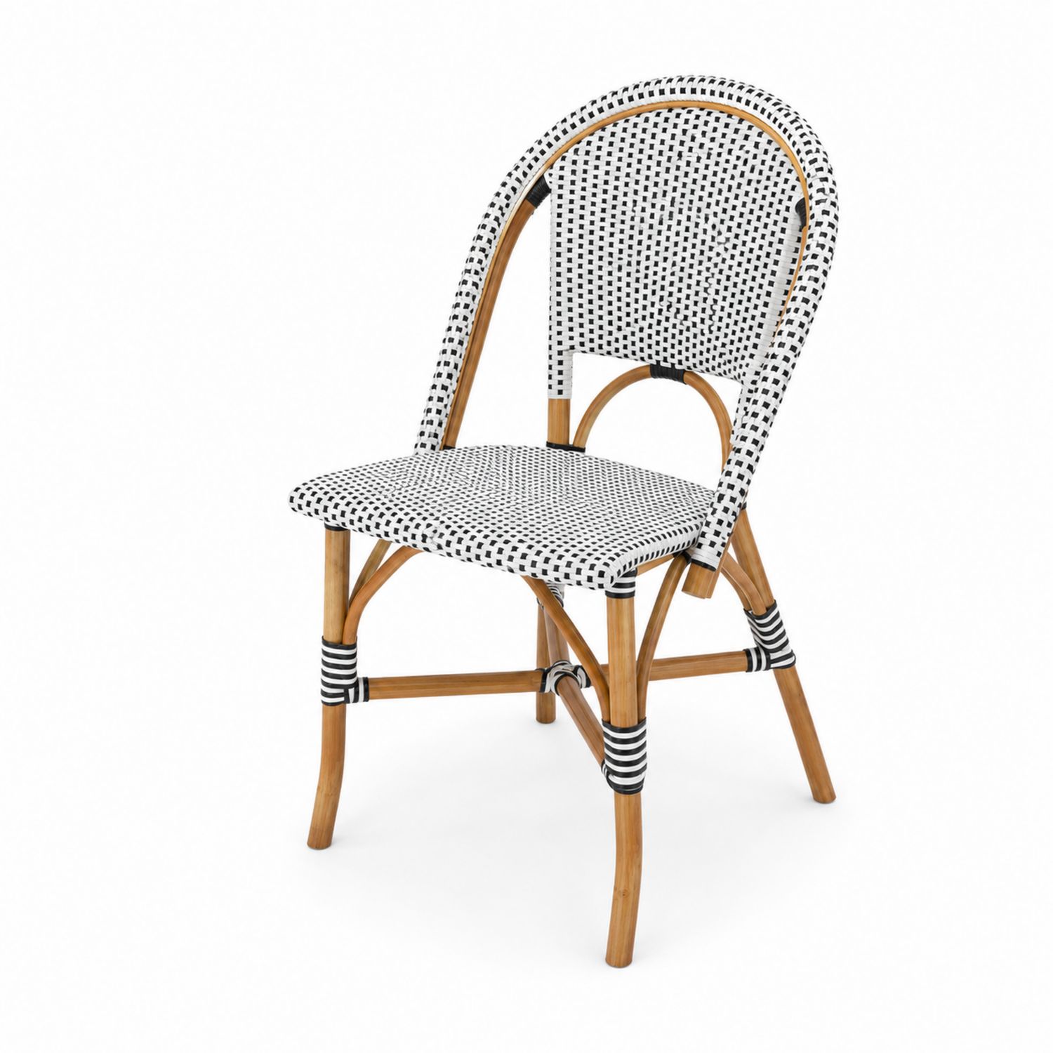 Esszimmerstuhl Polyrattan Rattan Weiß Schwarz 45x50x88 cm