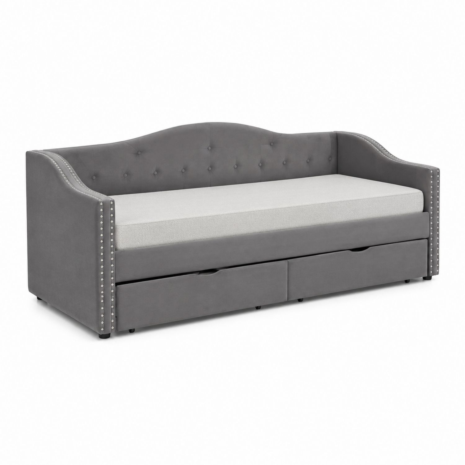 Tagesbett mit Stauraum 90x200 cm Polyester Grau