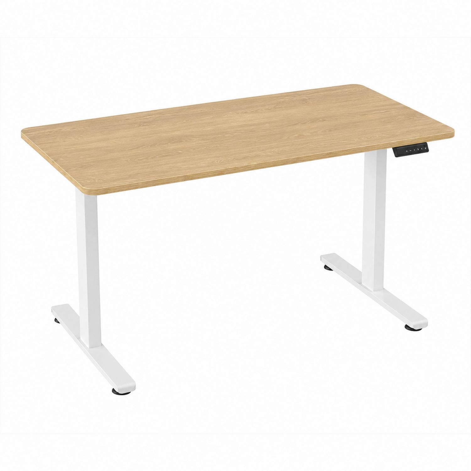 Höhenverstellbarer Schreibtisch Holz Metall Weiß