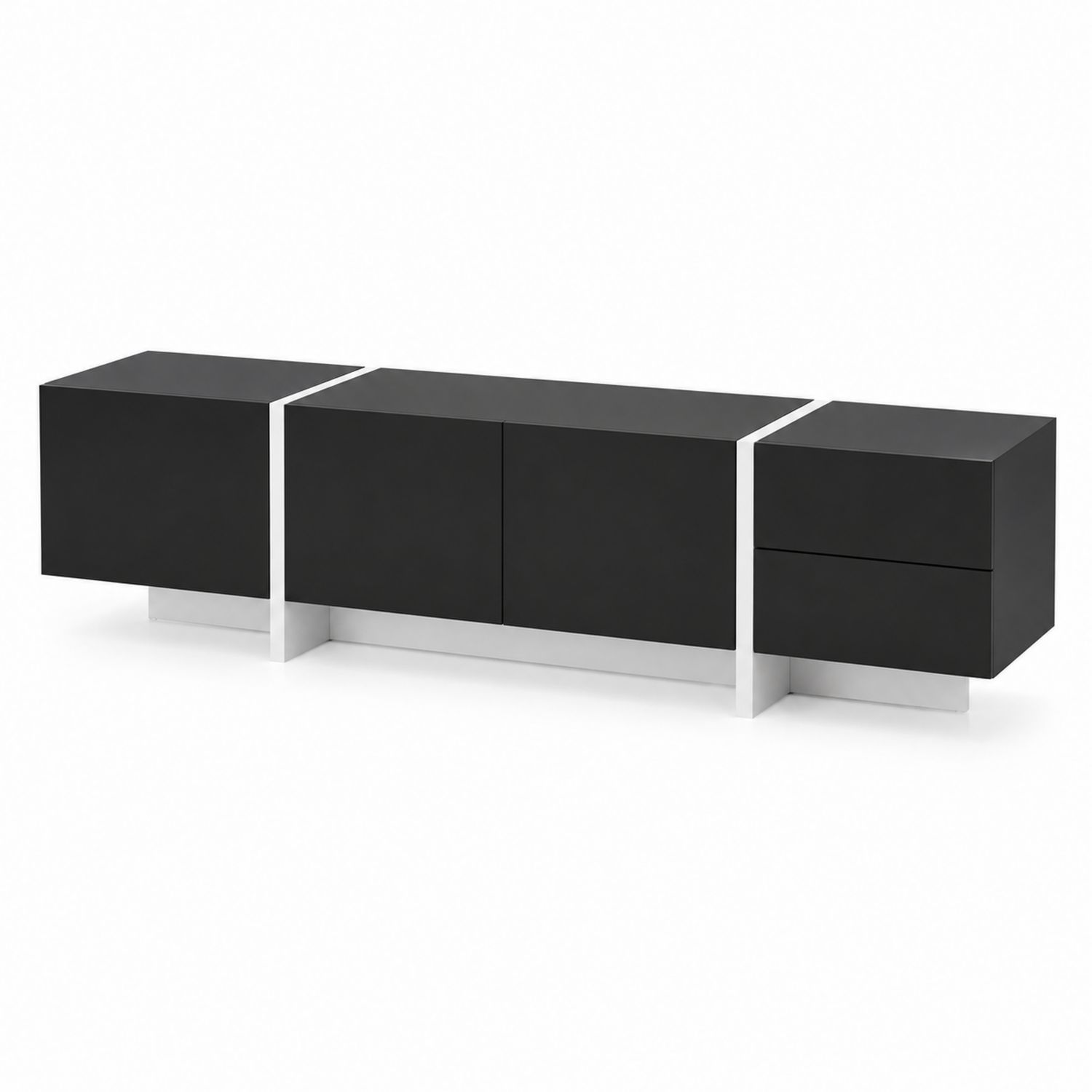 TV-Schrank rechteckig 200x40x50cm MDF Schwarz/Weiß