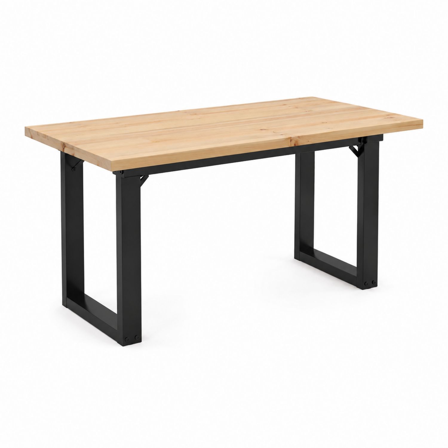Rechteckiger Esstisch Eichenholz mit Stahlbeinen 160x90 cm