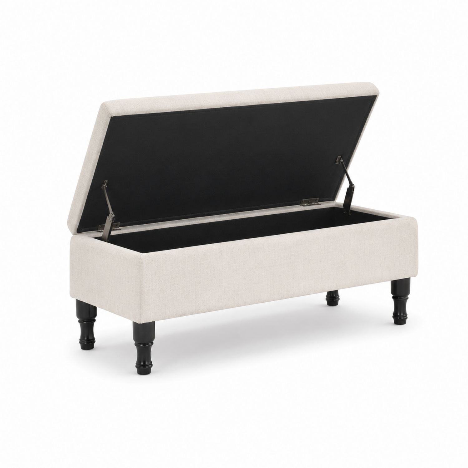 Polsterbank mit Stauraum 120x40x45cm Textilbezug Holzbeine Creme