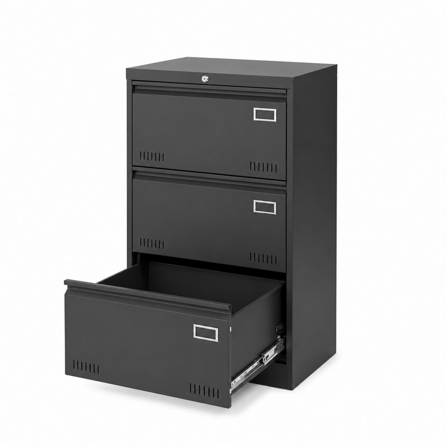 Stahlschrank mit 3 Schubladen Schwarz
