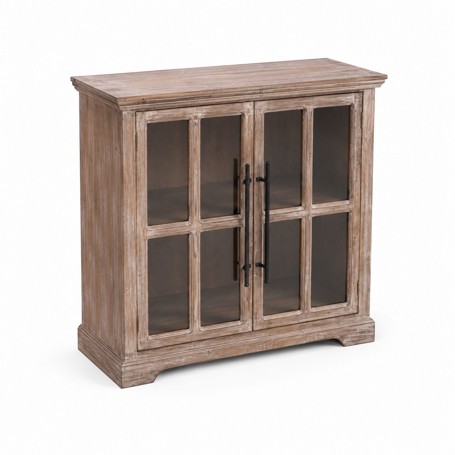 Schrank aus Holz mit Glastüren 2-türig Natur 90x80x40cm
