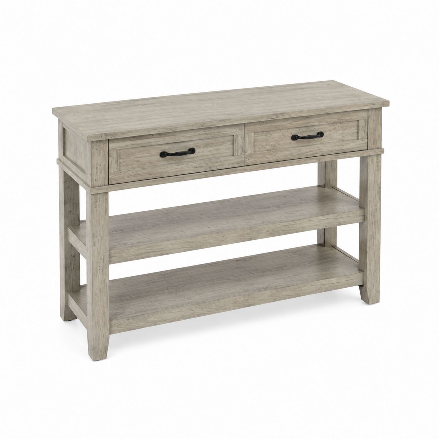 Holz Konsolentisch mit Schubladen und Regalböden 120x40x80cm Grau
