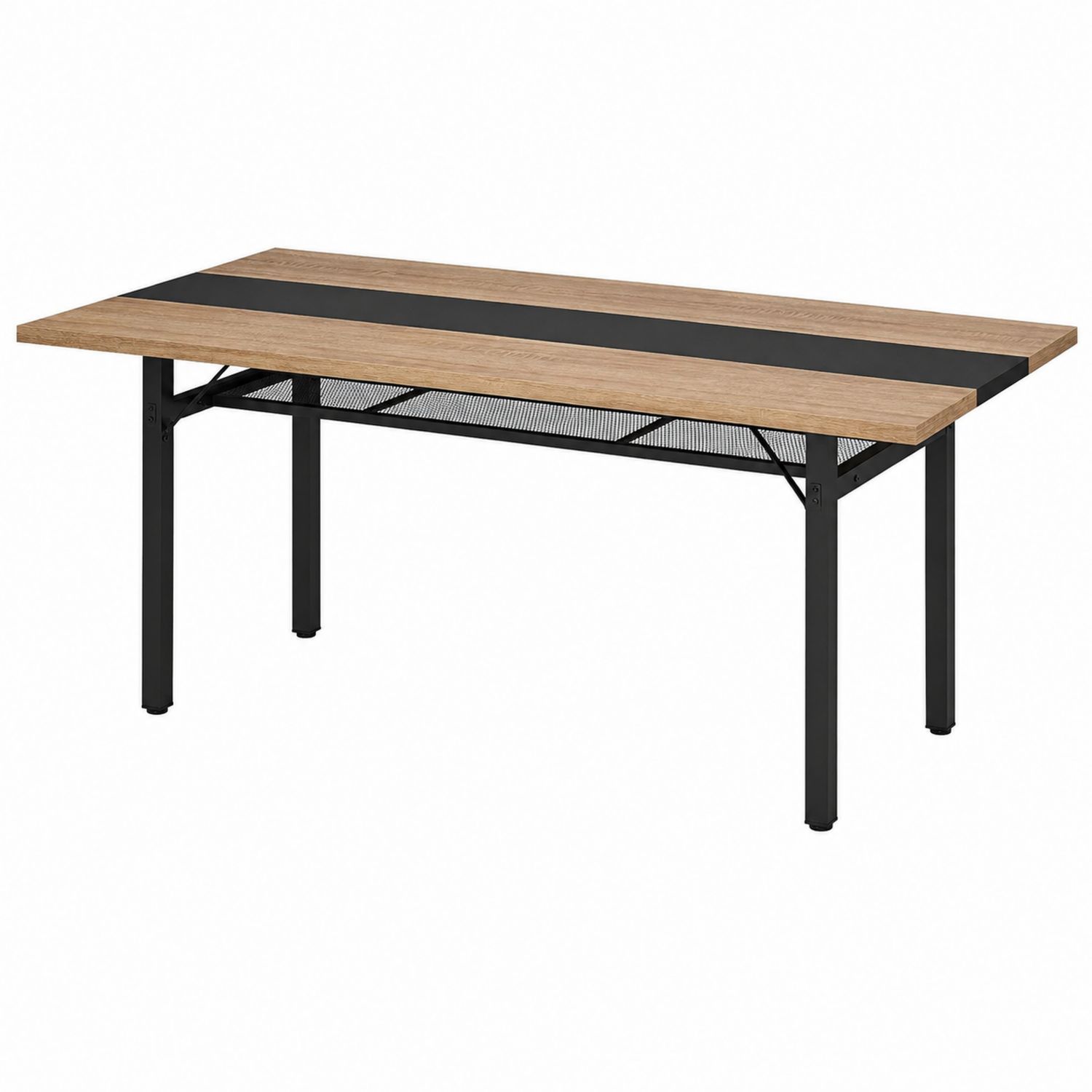 Rechteckiger Esstisch 180x90 cm Holzoptik Metall Schwarz