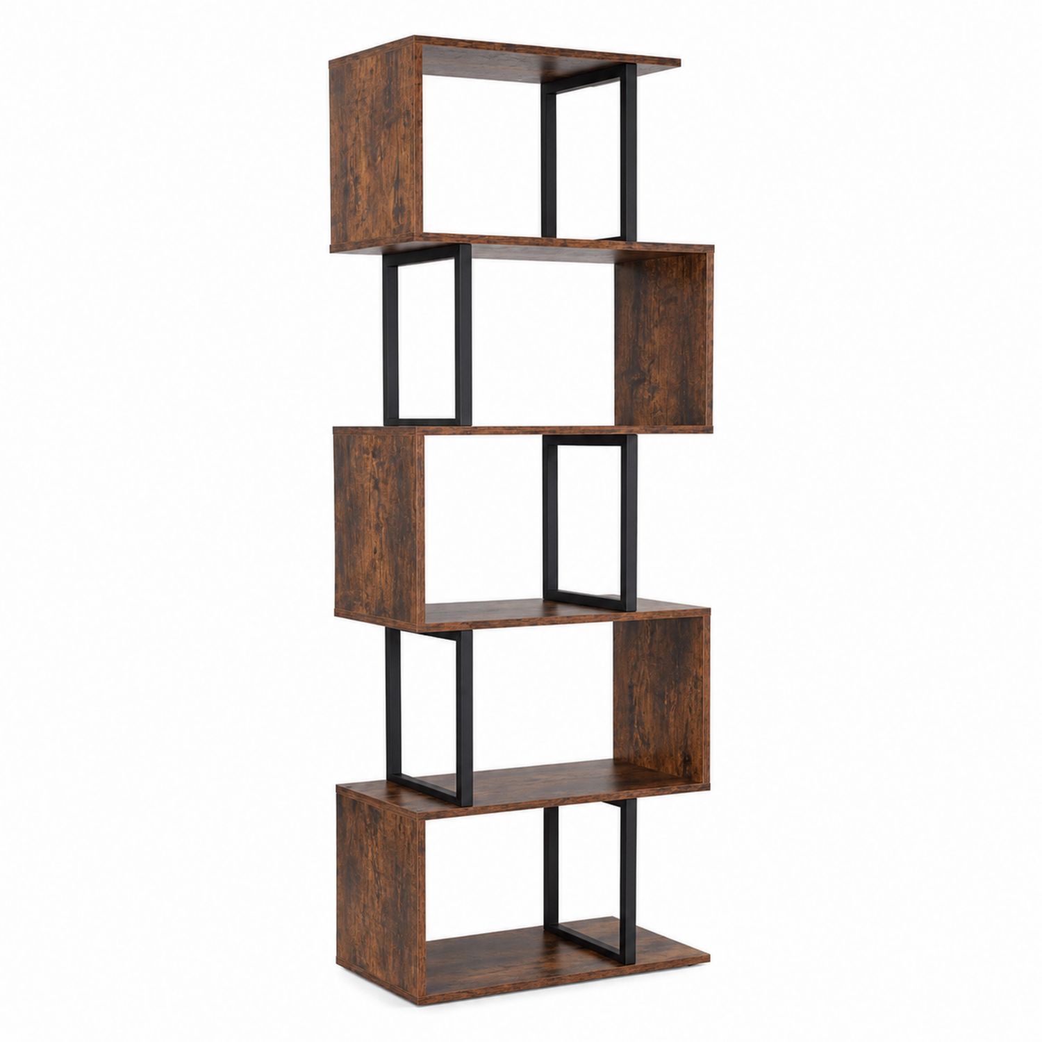 Bücherregal Holzoptik mit Metallrahmen 5 Ebenen Braun