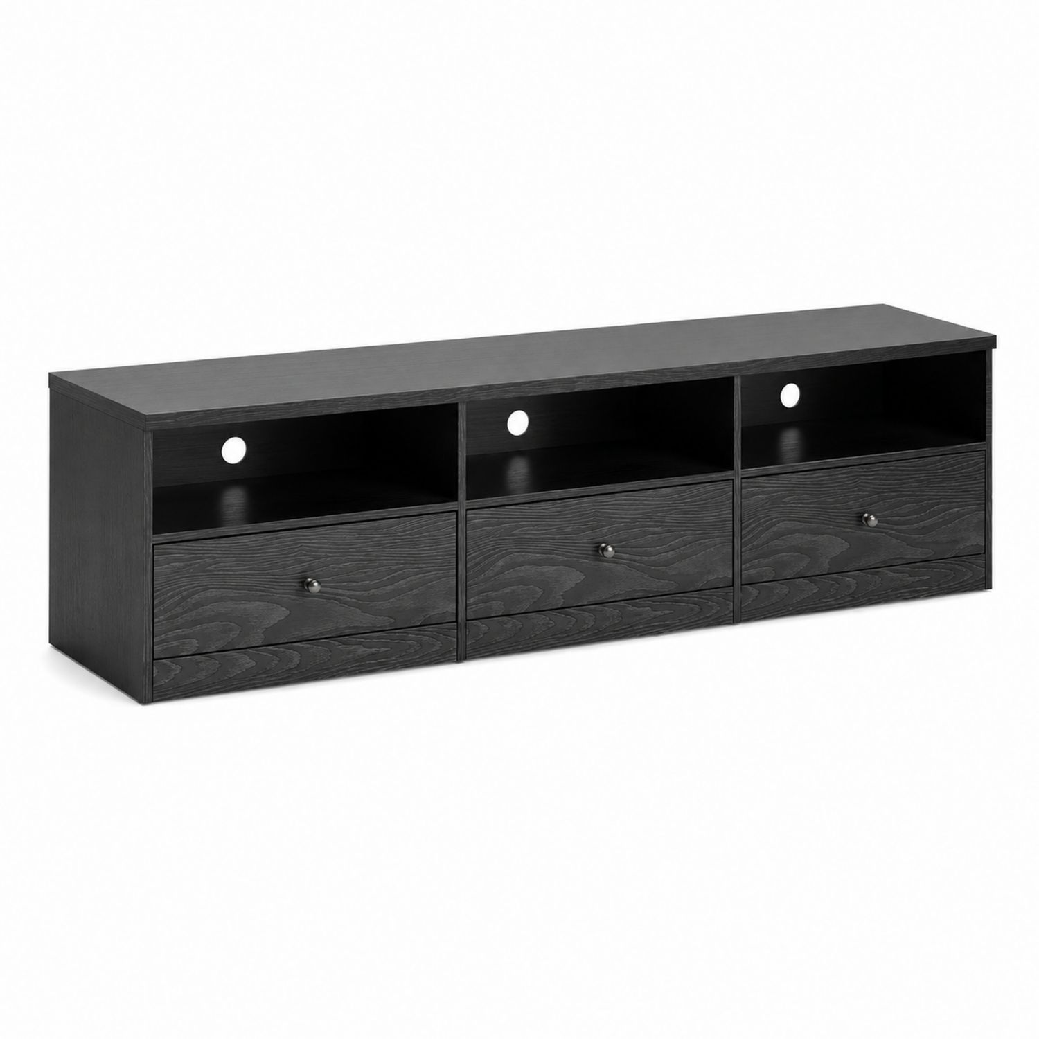 TV-Schrank aus Holz mit Schubladen Schwarz 150x40x45cm